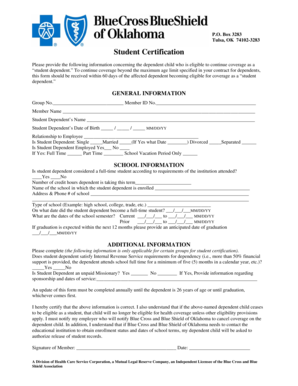 Student Certification Form