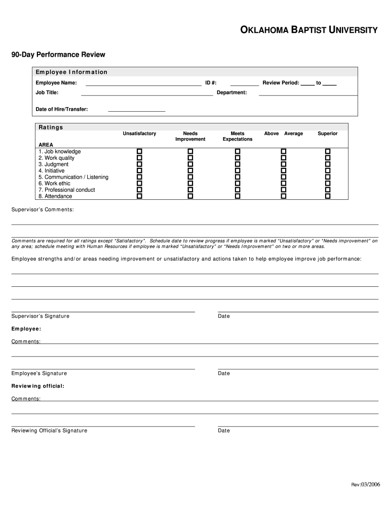 Printable Probationary Period Review Template Printable Templates