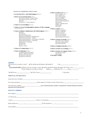 Graduate Admissions Application