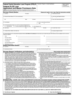 Federal PLUS Loan Application and Master Promissory Note