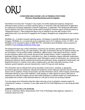 Consumer Disclosure and Authorization Form