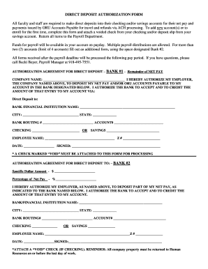Direct Deposit Authorization Form