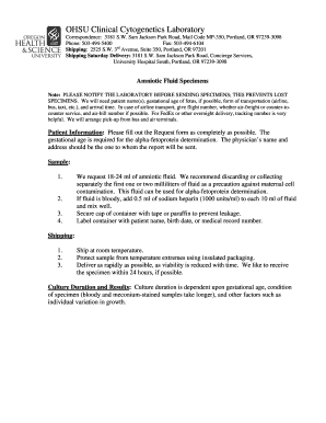 Amniotic Fluid Chromosome Request Form