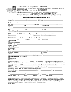 OHSU Blood Specimen Chromosome Request Form