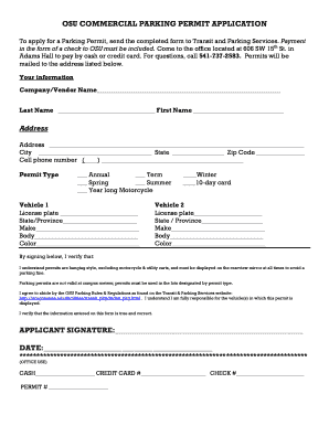 OSU Commercial Parking Permit Application