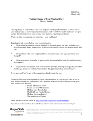 Medical Care Records Form