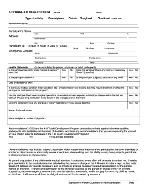 4-H Health Form
