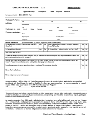 4-H Health Form