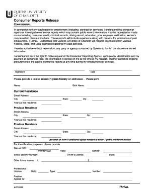 Employment Consumer Report Authorization