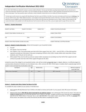 2012-2013 FAFSA Verification Worksheet