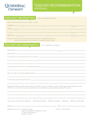 Teacher Recommendation Form