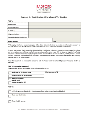 Student Enrollment Verification Form