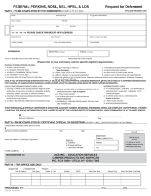 Federal Perkins Loan Deferment Request
