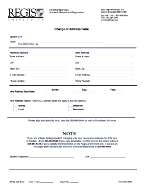 Change of Address Form