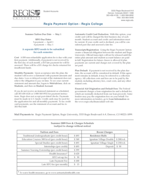 Regis Payment Option Application