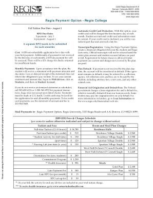 Regis Payment Option Application