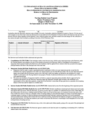 Nursing Student Loan Master Promissory Note