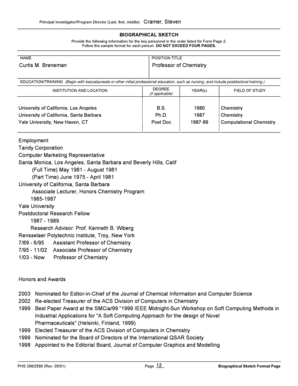 Click for More Info on This Form Principal Investigator/Program Director (Last, first, middle): Cramer, Steven BIOGRAPHICAL SKETCH Provide the following information for the key personnel in the order listed for Form Page 2 - rpi