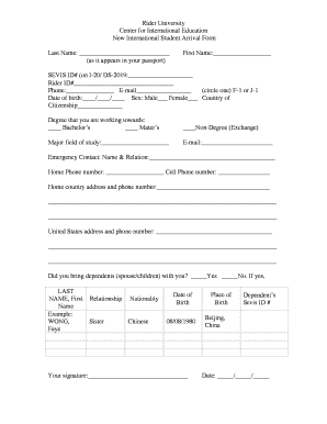 Emergency Contact Form - Rider University - rider