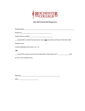 2011-2012 Financial Aid Change Form