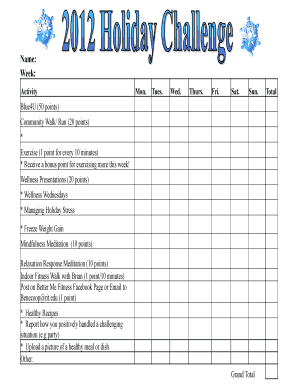 Fitness tracker fillable form