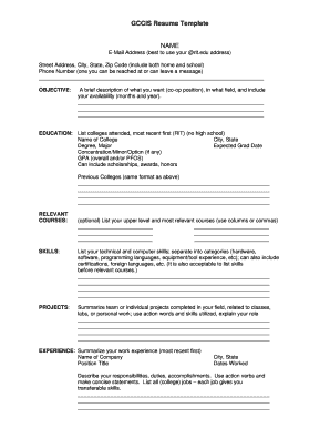 Cv template doc - gccis resume form