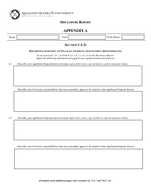 Disclosure Report Appendix A