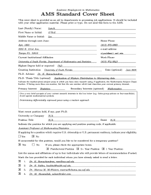 AMS Standard Cover Sheet