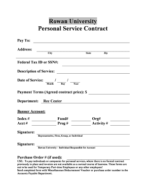 Rowan University Personal Service Contract - rowan