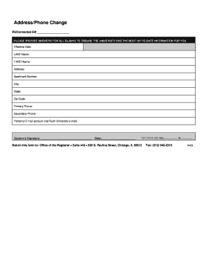 Address/Phone Change Form