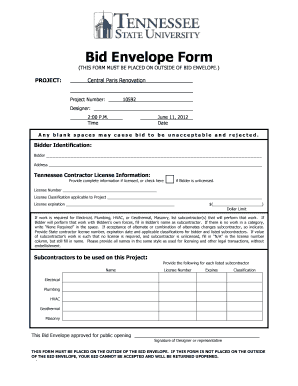 state of tennessee bid envelope form