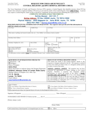 Texas Child Abuse/Neglect Central Registry Request Form 2970da