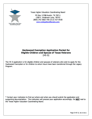Hazlewood Exemption Application for Texas Veterans' Dependents