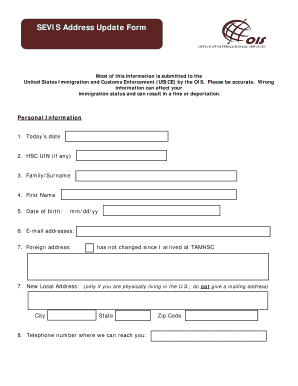 SEVIS Address Update Form