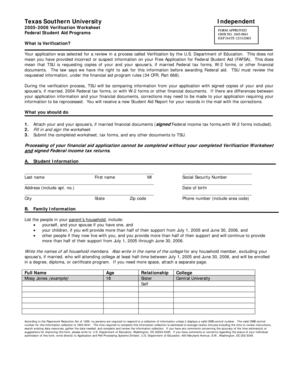 2005-2006 Verification Worksheet