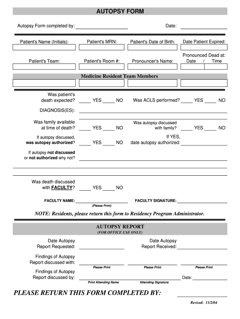 Autopsy Report Template Fill Online Printable Fillable Blank Pdffiller