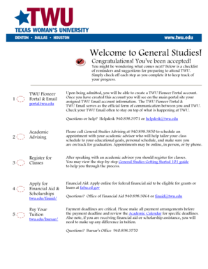 TWU General Studies Checklist