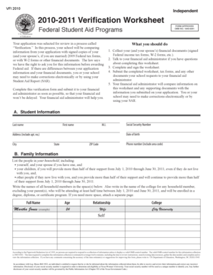 2010-2011 Verification Worksheet
