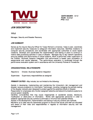 Manager, Security and Disaster Recovery - Texas Woman's University - twu