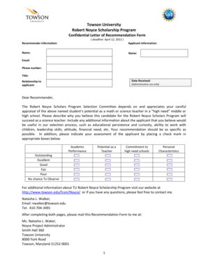 Confidential Letter of Recommendation Form