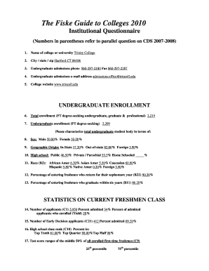 Trinity College Institutional Questionnaire