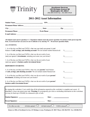 2011-2012 Asset Information Form