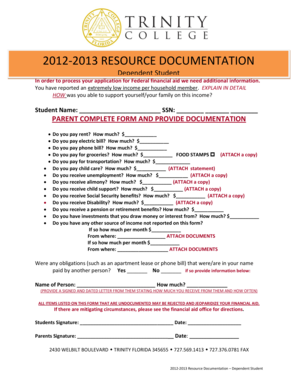 Federal Financial Aid Low Income Explanation Form