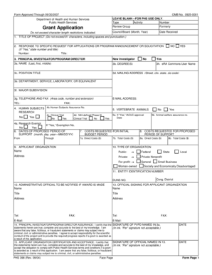 PHS 398 Grant Application Form