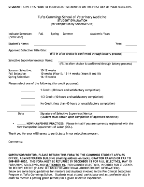 Student Evaluation Form - Cummings School of Veterinary Medicine ... - tufts