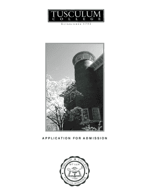 Tusculum College Application for Admission