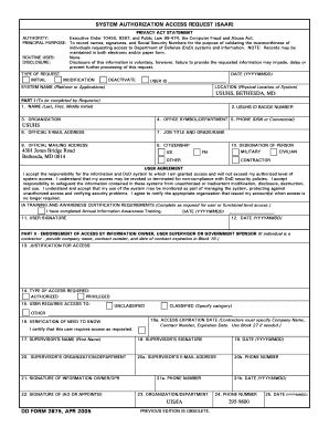 Da form 2875 - dd2875 air force