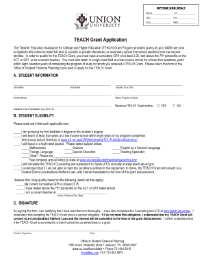 TEACH Grant Application