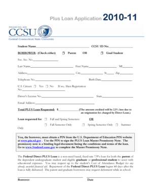 Plus Loan Application 2010-11