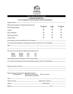 Academic Reference Form